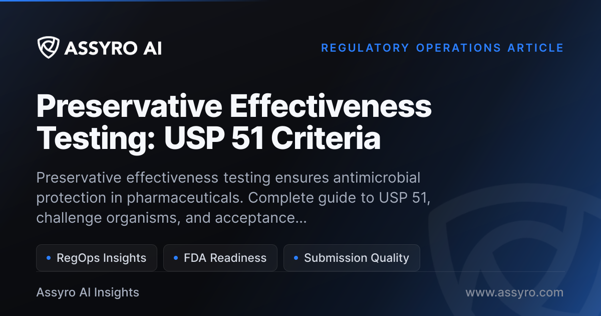Preservative Effectiveness Testing Guide October 2026 | Assyro AI